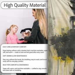 Yellow Black Masked Woman Gothic Urban Illustration, All Season Comfort, Modern Interior Accent - Super Soft Fleece Blanket Bed Sofa Throw - thumbnail 4