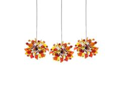 Triple Pendants Lights With Warm Color Flowers & Leaves For Kitchen Island