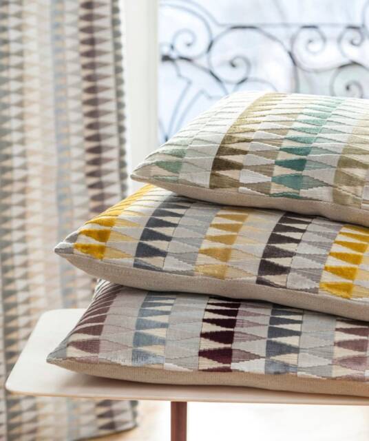 Velvet Geometric Pillow Cover - Beige, Red, Blue, Green & Mauve - image 1