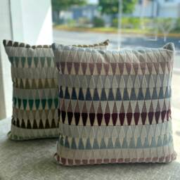 Velvet Geometric Pillow Cover - Beige, Red, Blue, Green & Mauve - thumbnail 2