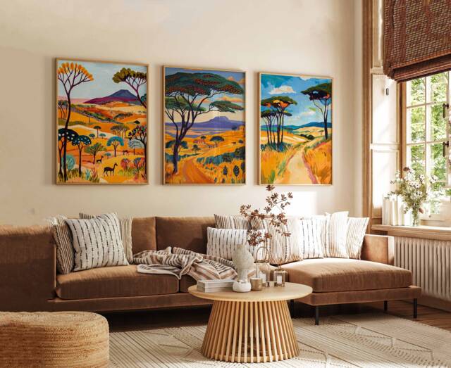 Set Of 3 Kenya Poster, Africa Safari Wildlife Adventure African Travel Print, Wall Decor - image 1