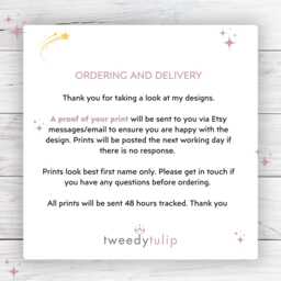 Personalized Baby Girl Name Print, Fairy Floral Nursery Decor - A4 Unframed - thumbnail 3