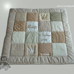 Krabbeldecke With Name, Baby Blanket, Crawler Blanket Name Moritz Patchwork Personalized - thumbnail 2