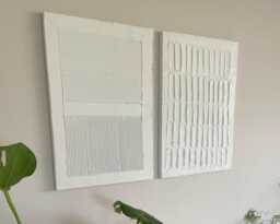 Set Of 2 Textured Canvas Wall Art, Neutral Plaster Minimalist Boho Decor, Handmade Art For Bedroom & Living Room - thumbnail 1