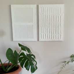Set Of 2 Textured Canvas Wall Art, Neutral Plaster Minimalist Boho Decor, Handmade Art For Bedroom & Living Room - thumbnail 2