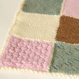 Unique Hand Knit Baby Blanket in Alpaca Wool Patchwork Design, Ready To Ship, Lace Wrap, Shower Gift, Pink Brown Green Cream - thumbnail 3