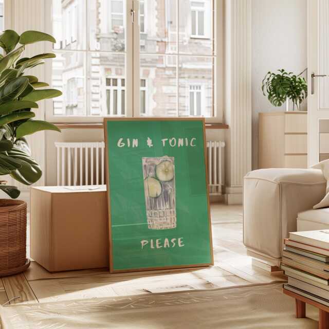 Gin & Tonic Print - Bar Cart Art Print, Cocktail Kitchen Wall Art, Poster Mixology Decor, Alcohol