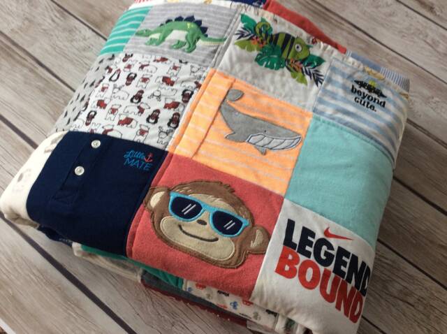 Memory Quilt, Baby Clothes Deposit, Remembrance Bereavement Gift, Keepsake Memorial Blanket, Custom T Shirt - image 1