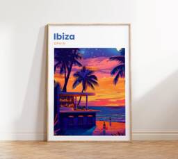 Ibiza Travel Print - Poster Night Life Bar Wall Art Balearic Islands - thumbnail 1
