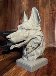 3D Printed German Shepherd Bust Pet Memorial Decor