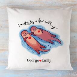 Personalised Valentine's Day Cushion For Her Him Couple Wife/I'm Otterly in Love With You Otters Birthday Christmas Anniversary Gift - thumbnail 3