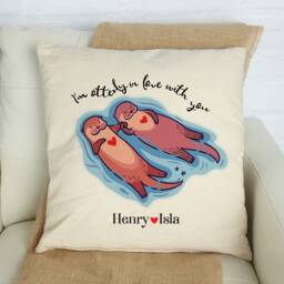 Personalised Valentine's Day Cushion For Her Him Couple Wife/I'm Otterly in Love With You Otters Birthday Christmas Anniversary Gift - thumbnail 2