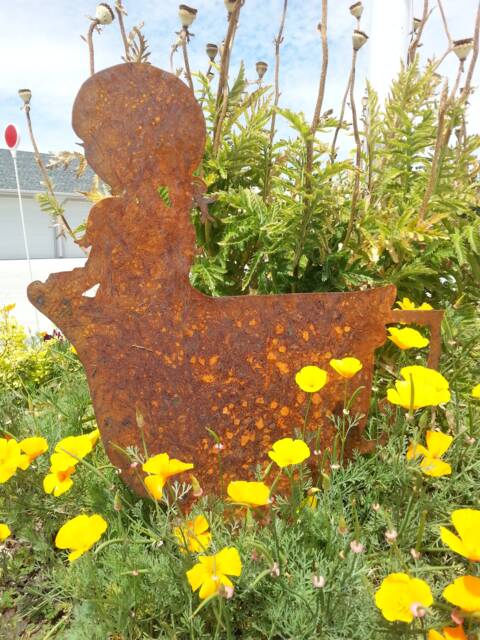 Molly in A Tea Cup Vintage Large Silhouette For The Garden Or Yard Art Memorial Sculpture - image 1