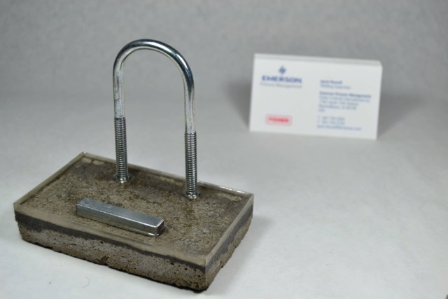Concrete Business Card Holder Stand - Office Gift Decor Desk Top Corporate, Executive, Construction Metal Accent - image 1