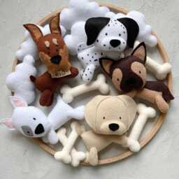 Custom Bog Mobile Puppies Crib For Nursery Decor Neutral Animals Baby New Gift Mom - thumbnail 3