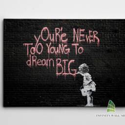 Banksy Never Too Young Quote Graffiti Canvas Art Wall Framed Print Picture Home Decor -C894 - thumbnail 2