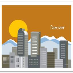 Denver Skyline Art Print, Colorado Poster, Rocky Mountain Horizontal Travel Art, Loose Petals City - Style E8-O-Den - thumbnail 3