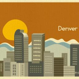 Denver Skyline Art Print, Colorado Poster, Rocky Mountain Horizontal Travel Art, Loose Petals City - Style E8-O-Den - thumbnail 2