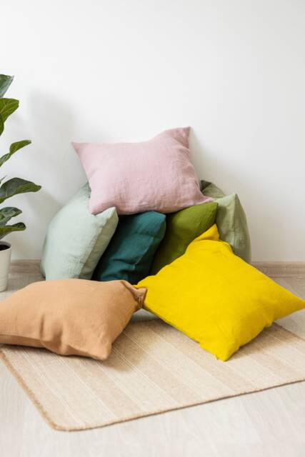 Set Of 2 Linen Cushion Covers - Zippered Organic Pillow Sham Cases Bed & Living Room Decor Eco-Friendly, Elegant - image 1