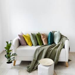 Set Of 2 Linen Cushion Covers - Zippered Organic Pillow Sham Cases Bed & Living Room Decor Eco-Friendly, Elegant - thumbnail 4