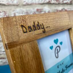 "Daddy & Me Oak Photo Frame - Mummy/Auntie Uncle Grandparents & Father's Day Gift Solid Wood 6x4"" Or 7x5" - thumbnail 3