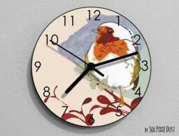 Sparrow Watercolor Wall Clock - Kids Nursery Room, Teens Baby Room - thumbnail 1