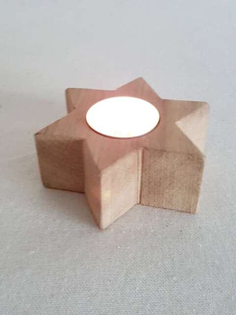 Luminous Wooden Star - Tealight Holder - image 1
