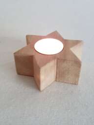 Luminous Wooden Star - Tealight Holder - thumbnail 1