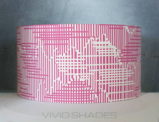 Geometric Lampshade High Quality Fabric Designed & Printed in England, Handmade By Vivid Shades, Pink Funky Ceiling Standard Lamp Shade - image 1