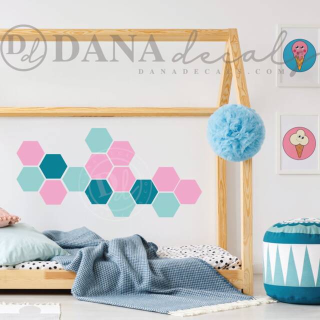Honeycomb Hexagon Wall Decals - Modern Pattern Stickers, Kids Room Decor - image 1