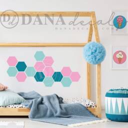 Honeycomb Hexagon Wall Decals - Modern Pattern Stickers, Kids Room Decor - thumbnail 1