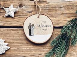 Bespoke Family Portrait Tree Decoration - Personalised Wooden Christmas - thumbnail 1
