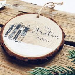 Bespoke Family Portrait Tree Decoration - Personalised Wooden Christmas - thumbnail 2