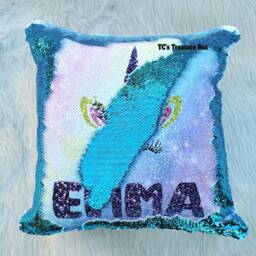 Unicorn Sequin Pillowcase, Pillowcase Personalized, Mermaid Sequins Pillow Cover, Girls Room Decor - thumbnail 2