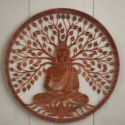 Handmade Bronze 40cm Budha Tree Of Life With Roots Wall Art Suitable For Indoors/Outdoors Anniversary/Birthday Gift - thumbnail 2