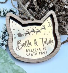 Santa Paws Cat Christmas Decoration, Cat Ornament, Cats First 1st Gift - thumbnail 1
