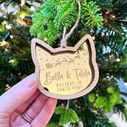 Santa Paws Cat Christmas Decoration, Cat Ornament, Cats First 1st Gift - thumbnail 2