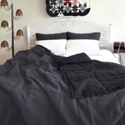 Two-Tone Linen Quilt Stonewashed Organic Blanket, Custom Colors & Sizes - thumbnail 2