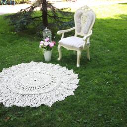 Handmade Crochet Dahlia Rug Round Cotton Area Rug, French Country Decor - thumbnail 2