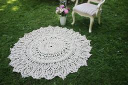 Handmade Crochet Dahlia Rug Round Cotton Area Rug, French Country Decor