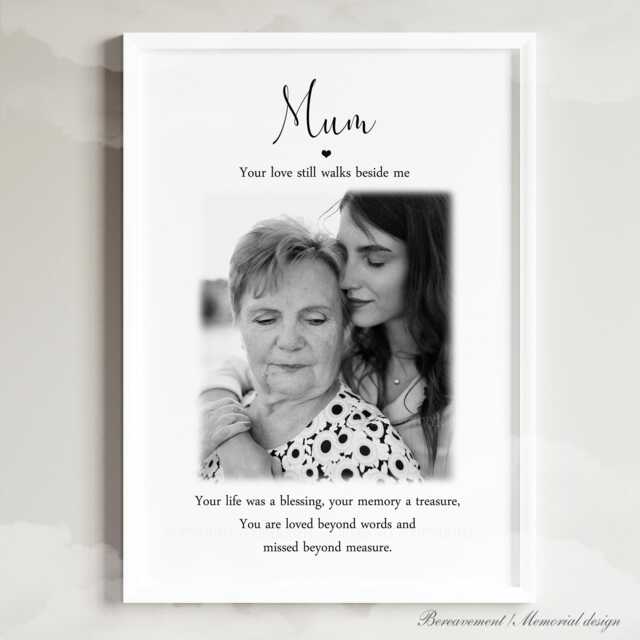 Personalised Mum Memorial Bereavement Print Gift Photo Poem Unframed Mothers Day Sympathy Loss - image 1