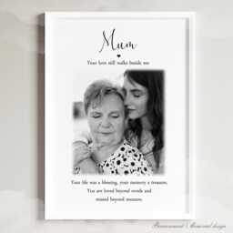 Personalised Mum Memorial Bereavement Print Gift Photo Poem Unframed Mothers Day Sympathy Loss - thumbnail 1