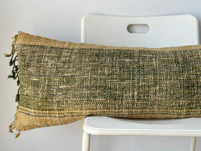 Handwoven Hemp Lumbar Pillow Cover Vintage Karen Tribal Design - image 1