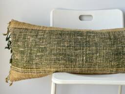 Handwoven Hemp Lumbar Pillow Cover Vintage Karen Tribal Design - thumbnail 1
