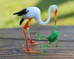 Glass Stork Figurine Glass Sculpture, Blown Glass, Sculpture Made Of Art