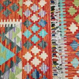 Multicolour Rug, Handmade Artisan Afghan Turkish Scandinavian Navajo Bohemian Flatweave Wool Kilim 145x101 cm - thumbnail 3