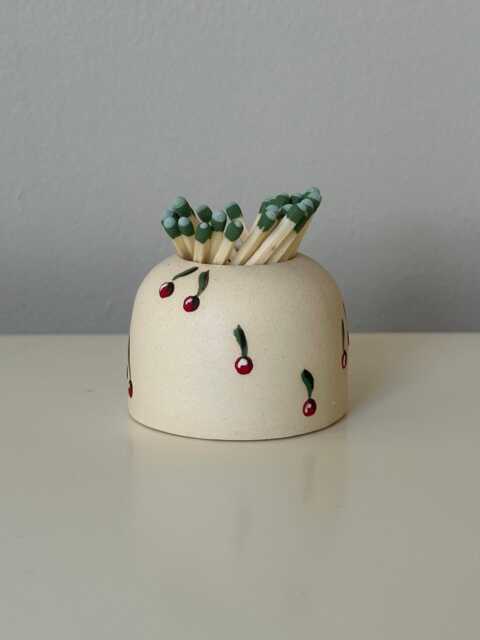 Cherry Ceramic Match Striker With Matches - image 1