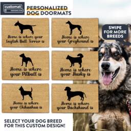 Personalized Dog Breed Gift Welcome Mat - Home Is Where Your Add Breed Doormat Custom Door - thumbnail 1