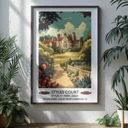 Styles Court St Mary - Literary Vintage Travel Poster Agatha Christie Classic Detective Fiction Gift Poirot - thumbnail 2