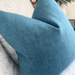 Cotton Blend Plain Heritage Blue Cushion Cover For Sofa Or Chair, Perfect Living Room Pillow Everyday Use - thumbnail 4